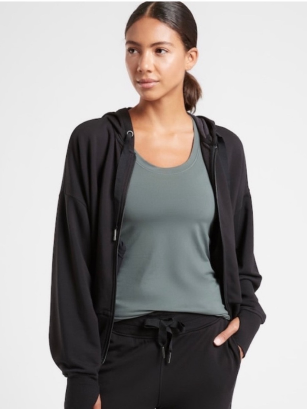 Athleta Black Balance Sweatshirt Zip Up Hoodie SZ 3X